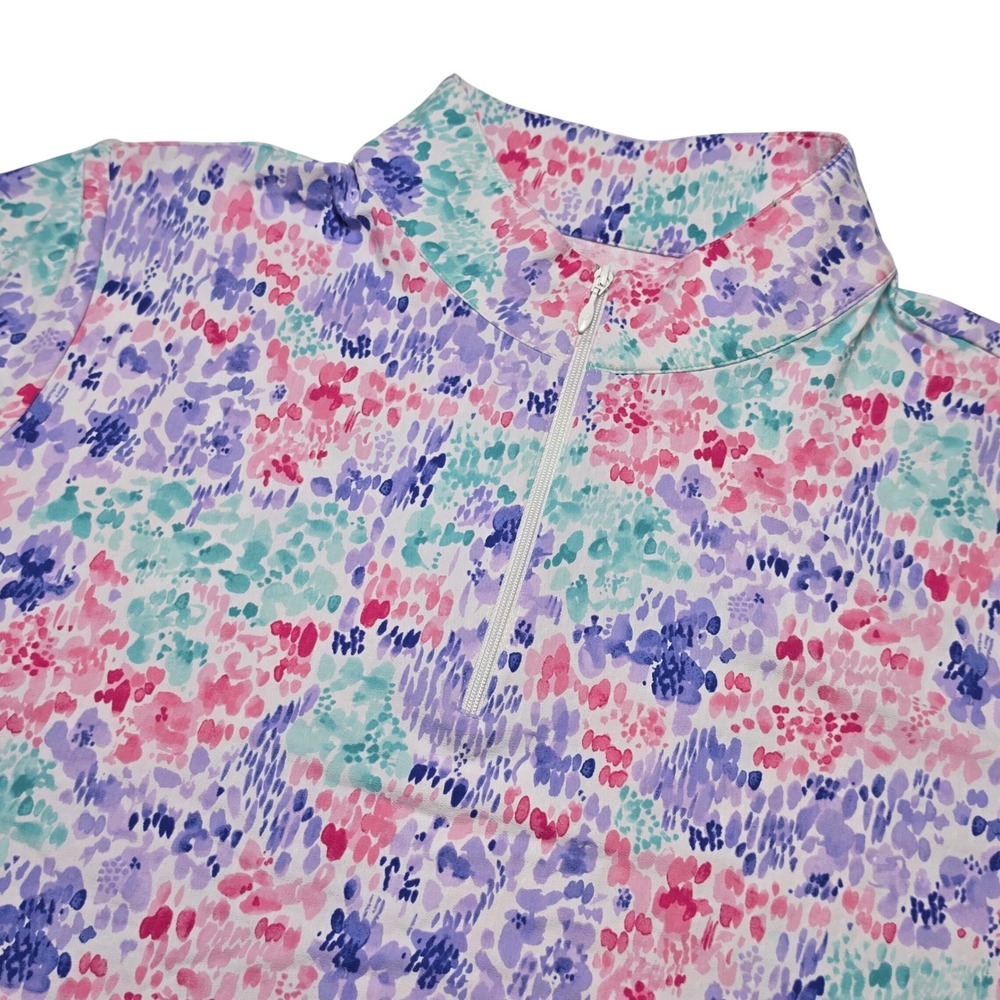 IBKUL Womens Size XL Quarter Zip Mock Neck Golf Tennis Shirt Pink Purple
